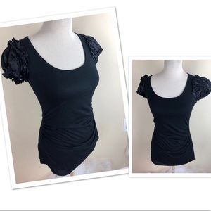 Arden B 100% modal silk rosette sleeve top small
